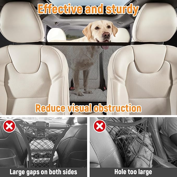 Dog Car Barrier,Car Divider Net for Dogs,Pet Barrier with Organizer,Dog Barrier for Car,SUV,Truck
