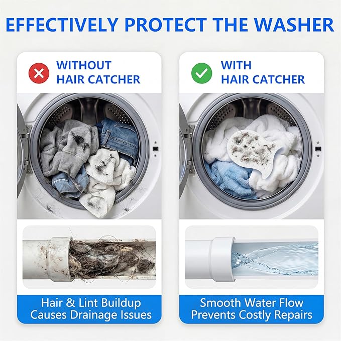 Pet Hair Remover for Laundry,Reusable Dog & Cat Hair Catcher for Washing Machine & Dryer,Effectively Removes Fur,Lint and Dander from Bedding,Clothes(2Pcs White)