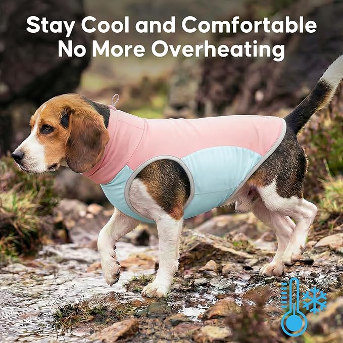 KYEESE Dog Cooling Vest, Breathable Dog T Shirt for Small Dogs Girl, Soft Sun Protection Reflective Tank Top with Cooling Insert Pad, Lightweight Sleeveless Summer Dogs Clothes, Pink, L