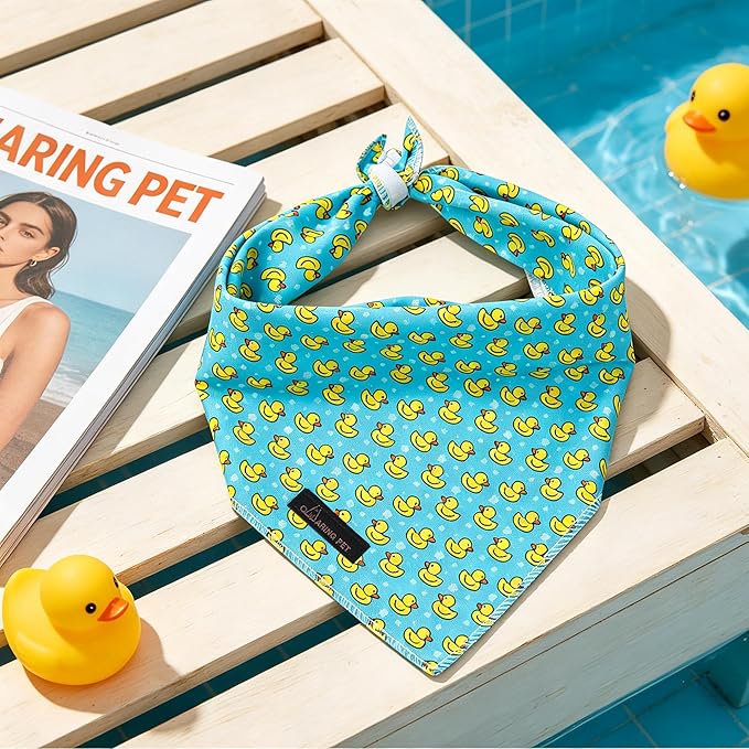 ARING PET Summer Dog Bandanas, Cute Mint Green Yellow Duck Pet Bandana Scarf Triangle Bib for Small Medium Large Boy Girl Dogs Cats, Puppy Kerchief for Daily Wear Walks Party Photos-S