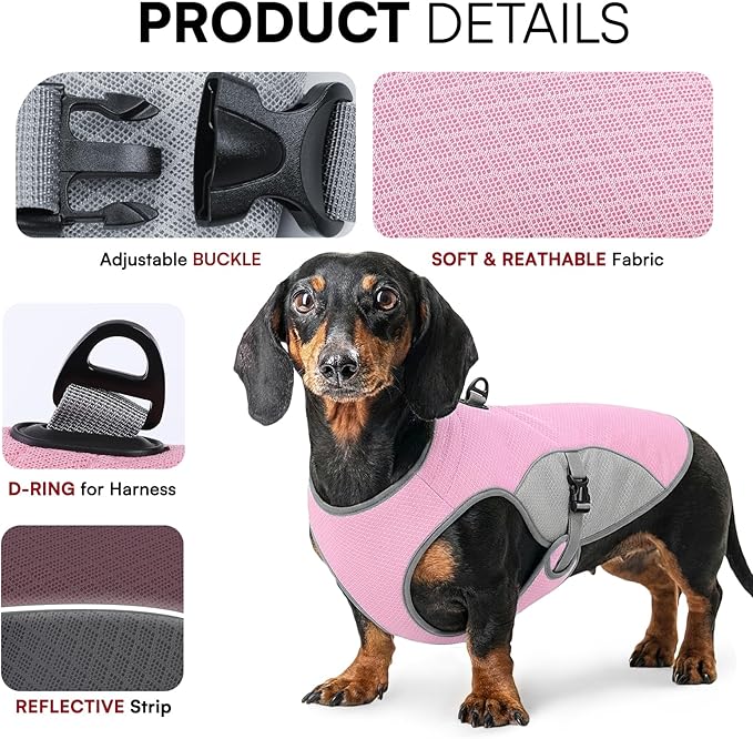 Dog Cooling Vest for Extra Large Dogs, Dog Cooling Jacket with Mesh and D Ring, Pet Reflective Stripe Cooler Coat for Hot Summer, Pink-3XL