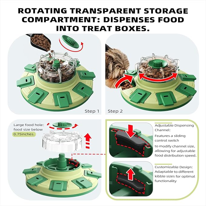 KADTC Dog Puzzle Toy, 2 Levels of Step-by-Step Challenge, Spin-to-Release Treat Dispenser, Slow Feeder & Mental Stimulation Enrichment Toy for Small Medium Large Dogs