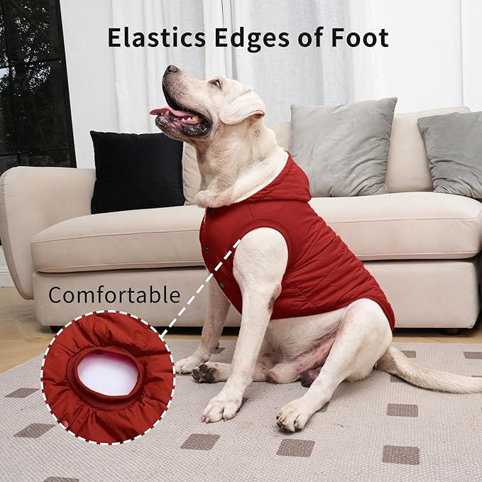 Vecomfy Fleece Lining Extra Warm Dog Hoodie in Winter for Small Dogs Jacket Puppy Coats with Hooded,Red M