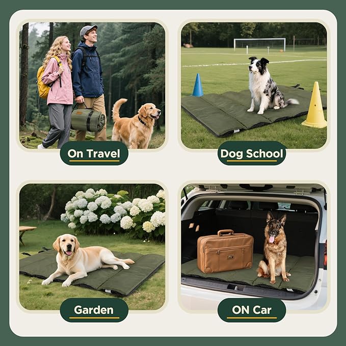 Gimars Upgraded XL Outdoor Dog Bed with Waterproof Film, Easy to Roll Up with Buckle, Large Travel Pet Bed for Large & Extra Large Dog, Portable, Foldable, Washable for Camping,Traveling,Grey