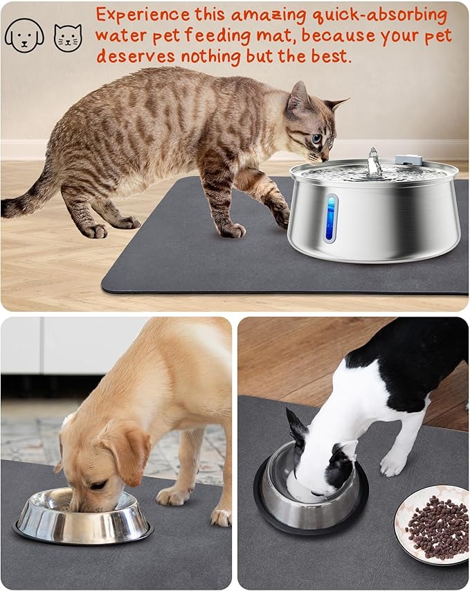 PEISAINOX Cat Dog Food Mat, Rapid Water Absorption Dog Mat for Food and Water,100% Waterproof Cat Dog Bowl Mat, Pet Food Mat for Messy Drinkers to Protect Floors, Pet Accessories Supplies