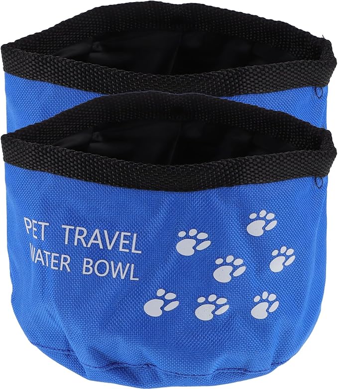 POPETPOP Foldable Dog Bowl Food Grade Waterproof Portable Travel Bowl for Pet Food and Water Feeding with Carabiner Clip Lightweight 5.9X2X3.5 Inch