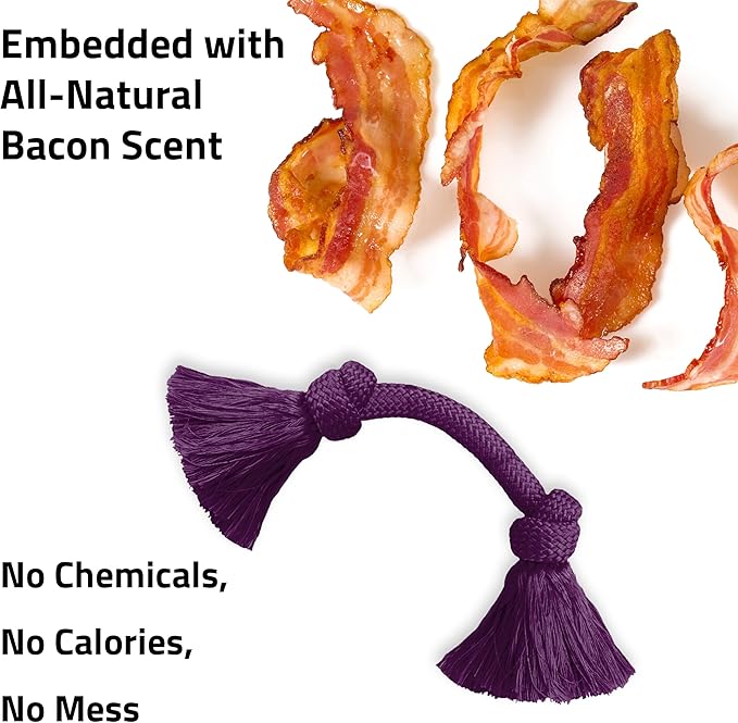 Playology Dog Toys | Dri-Tech Rope Tug of War Dog Toy for Tough Chewers | Bacon Scented Medium Tug Rope Toys for Dogs