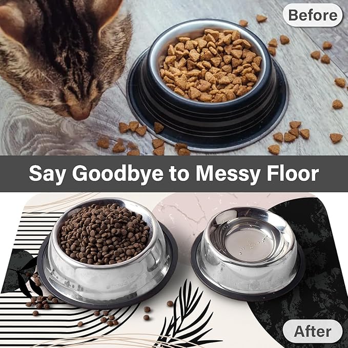 Cat Food Mat for Floors Waterproof Dog Mat for Food and Water Bowl Quick Dry Easy to Clean Nonslip Pet Mats, 17 * 30, Simple