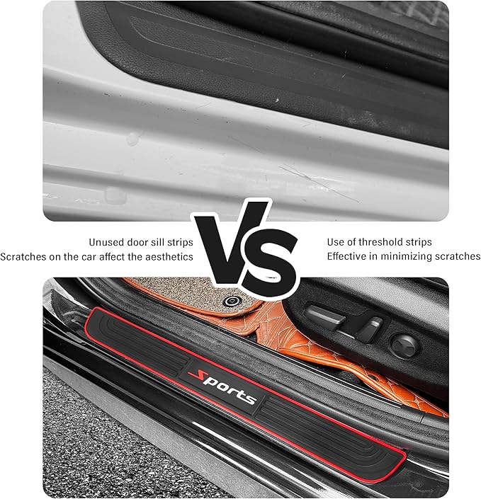 4PCS Car Door Sill Protector,Anti-Scratch Rubber Car Door Protector Edge Guards for Door Steps,Universal Automotive Exterior Accessories Waterproof Door Threshold Strips (Sport, Width 2.36")