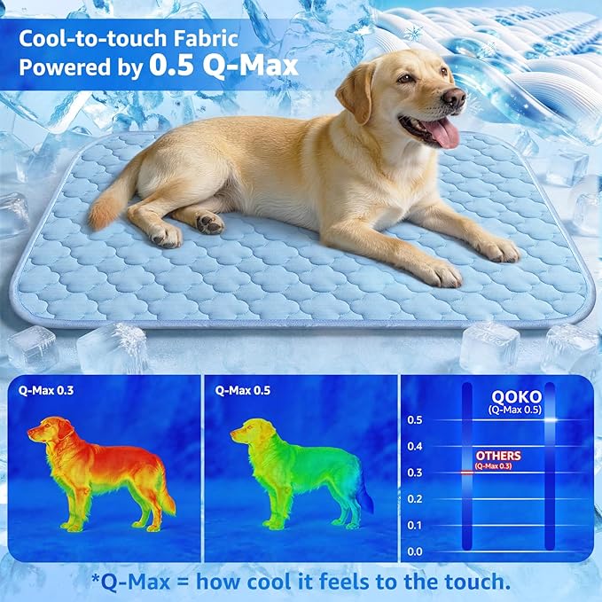 Pet Cooling Mats for Dogs, Cooling Pet Bed Outdoor & Indoor Use with Ice Silk Fabric & Waterproof Cover, Summer Cool Pad for Dogs Cats 29" x 18", Non-Slip Washable Pet Blanket for Crate Kennel Travel