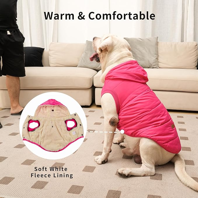Vecomfy Fleece Lining Extra Warm Dog Hoodie in Winter,Small Dog Jacket Puppy Coats with Hooded Pink XS