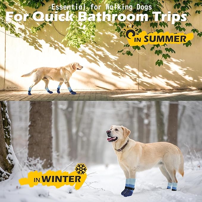 EXPAWLORER Anti Slip Dog Socks to Prevent Licking Paws, Dog Shoes for Hot Pavement, Dog Booties for Hardwood Floors, Dog Boots & Paw Protectors with Grippers for Small Medium Large Senior Dogs Blue S