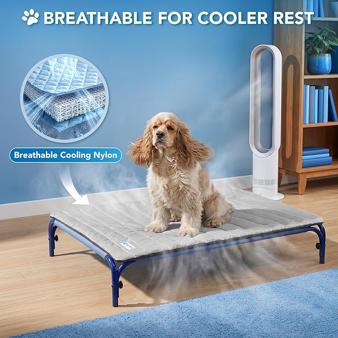 PetAmi Dog Cooling Mat, Q-Max Pet Cooling Blanket with Thick Cushioning, Self Cooling Pad for Dogs & Cats, Reversible Summer Mat for Crate, Couch, Kennel, Gray/Light Grey, Large (40x60)