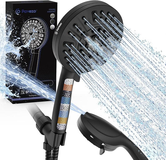 5-Inch High Pressure Handheld Shower Head with 10-Mode Powerhead, Extra Long 72-Inch SS Hose, Matte Black