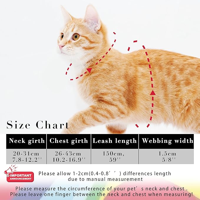 Seyezo Cat Harness and Leash Set, Adjustable Kitten Harness Escape Proof Cats Harness, Soft Lightweight Walking Travel Pet Harness, Cute Kitty Harness Leash Set for Small Medium Cats, Yellowstone Park