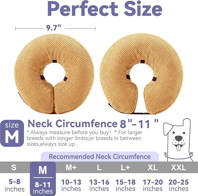 Loflaze Inflatable Dog Cone Collar - Dog Neck Donut Cone Collar Alternative After Surgery - Soft Cone for Large Medium Small Dogs Cats - Alternative Recovery E Collar (Yello, M)