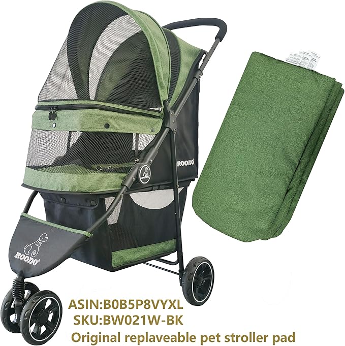 ROODO Pet Stroller Mat,Dog Stroller Cushion,Inner Pad for Exclusive Use,Original,Replaceable,Easy to Clean,Set of 3 pc(Green)