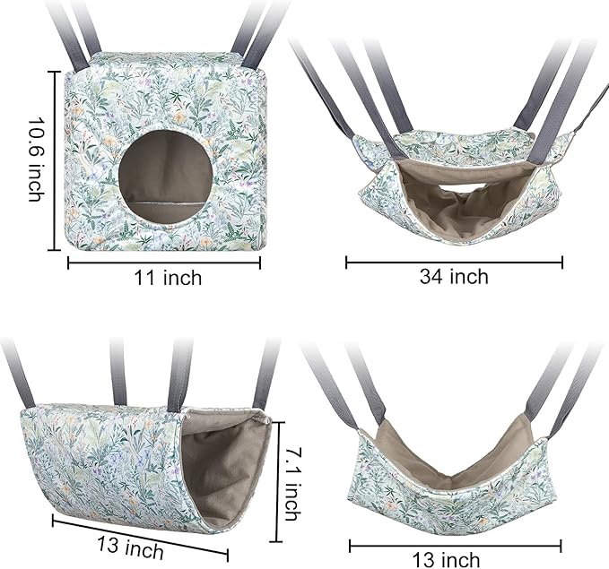 Glittme Ferret Hammock 4 Pack Ferret Cage Accessories Washable Rat Hammocks Soft Guinea Pig Hammocks for Ferrets, Rat, Sugar Glider, Squirrel