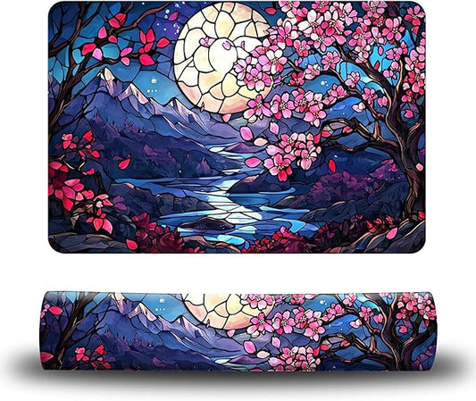 Dog Food Mat, 19.6" x 23.6" Absorbent Pet Feeding Mat for Food and Water, Waterproof Diatom Mud Pet Placemat with Non-Slip Rubber Backing, Cat Bowl Mat for Floors - Moon Creek Flower
