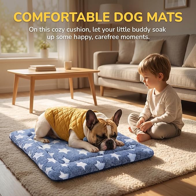 Dog Bed Mat - Soft Crate Pad for Kennel, Durable Pet Bed for Small Dogs & Cats - Comfort Support for Pet Crate, Cage, House