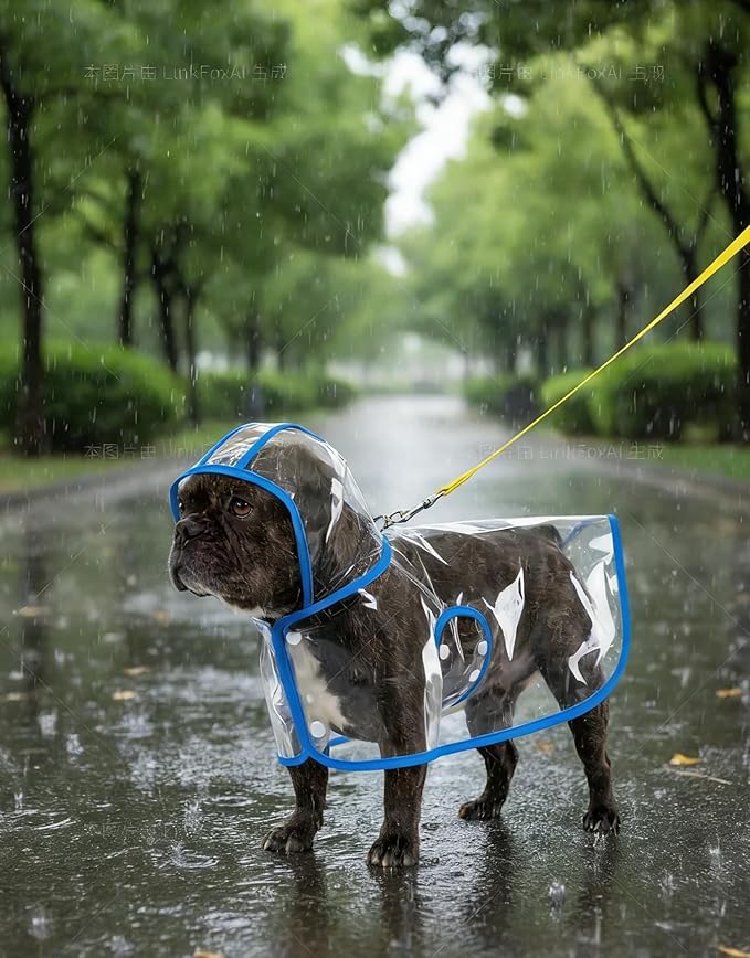 Clear Dog Poncho, Transparent PVC Cape Style Pet Rain Jacket with Hidden Leash Hole, Suitable for Most Dog Breeds(2-25lbs) (Transparent, s-3xl) (White, Medium)