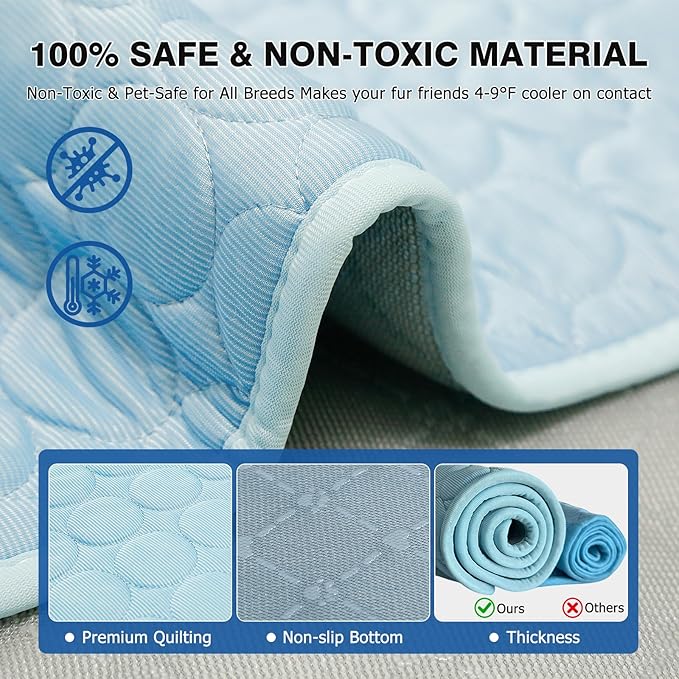 Dog Cooling Mat, Breathable Cooling Mat for Large Dogs(Q-Max>0.4) Washable Cold Crate Pad Cooling Dog Bed Mats, Non-Slip Dog Cooling Pad, Cats Cooling Mat for Kennels, Crates, Cars, Indoor & Outdoor