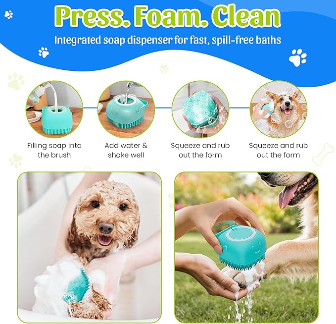 Dog Washing Hose Attachment,All in One Dog Bath Attachment for Tub-Dog Shampoo Sprayer,Dog Washing Kit-Dog Drying Towel,Dog Tooth Brush,Dog Washing Brush,Dog Scrubber for Bath and Dog Shampoo Brush