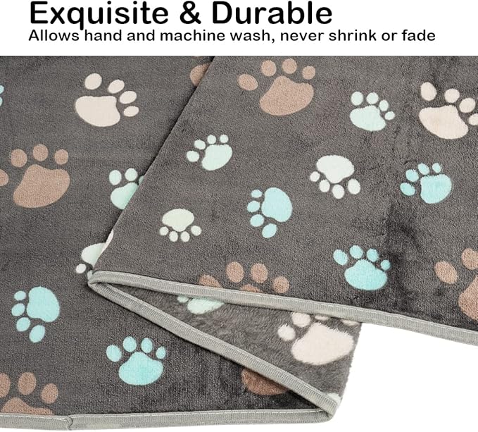 Dono 1 Pack 3 Dog Blankets, Soft Fluffy Fleece Pet Blanket Warm Sleep Mat Paw Print Design Puppy Kitten Throw Blankets Doggy Blanket for Dogs