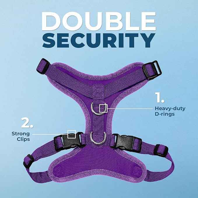 Best Pet Supplies Voyager Step-in Lock Pet Harness w Reflective Pet Leash Combo Set with Neoprene Handle 5ft - Supports Small, Medium and Large Breed Puppies/Cats - Purple Set, S