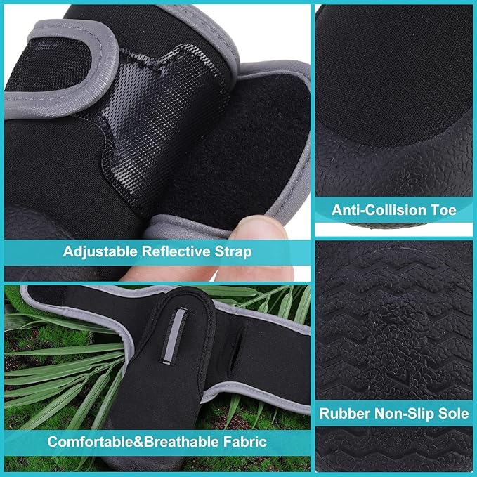 EXPAWLORER Waterproof Dog Shoes for Small Medium Large Dogs, Summer Dog Shoes for Hot Pavement, Hiking Walking, Reflective Dog Booties for Outdoor Snow Rain Days, Anti-Slip Dog Boots & Paw Protectors
