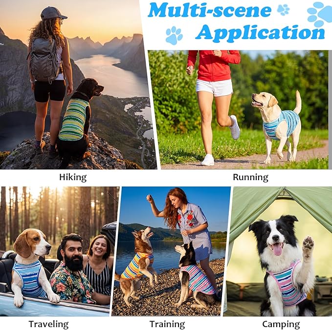 Dansydaisy 5 Pack Dog Cooling Vest, Quick Dry Dog Shirts Mesh Breathable Instant Sun Protection Cooling Vest Lightweight Summer Hawaii Beach Jacket for Outdoor Walking Hunting Hiking Clothes(L)