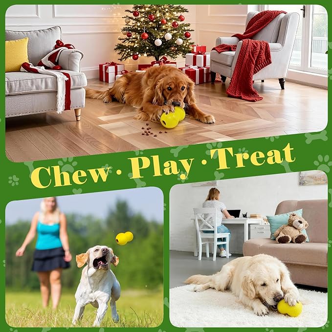 Kimee Natural Rubber Dog Chew Toy, Tough Gourd Dog Toy for Aggressive Chewers, Milk-Scented Interactive Dog Toy for Medium & Large Dogs to Chew, Tug & Fetch