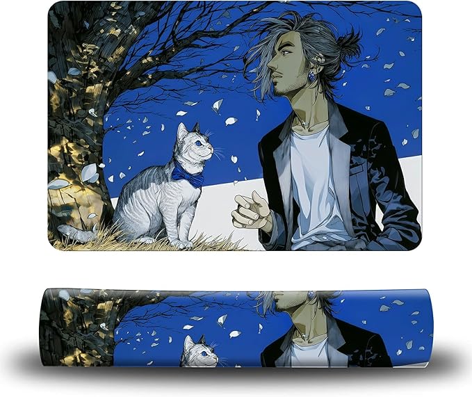 Dog Food Mat, 19.6" x 23.6" Absorbent Pet Feeding Mat for Food and Water, Waterproof Diatom Mud Pet Placemat with Non-Slip Rubber Backing, Easy Clean Cat Bowl Mat for Floors - Tree Cat Man