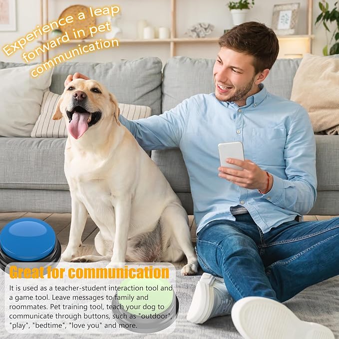 4Pcs Dog Buttons for Communication Voice, Recording Button Dogs for Words Talking and Answer, Buttons Personalized Sound Answering Buzzer Best Toys fit Dog Tranning(4pcs-red)