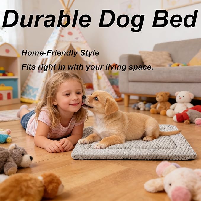 Dog Bed Mat - Durable & Cute Crate Dog Beds for Small Dogs & Cats, Comfortable Kennel Pad for Home, Crate & Travel