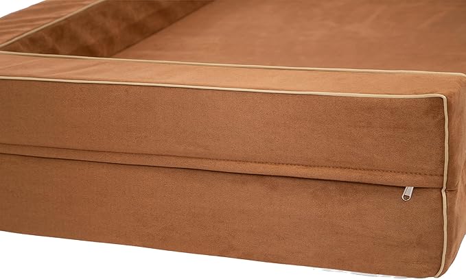 Orthopedic Dog Bed Medium - 4" Solid Memory Foam Pet Bed for Arthritis Relief & Hip Dysplasia - Bolster Style with YKK Zippered Waterproof Washable Cover & Bottom for Senior Dogs 10-50lbs