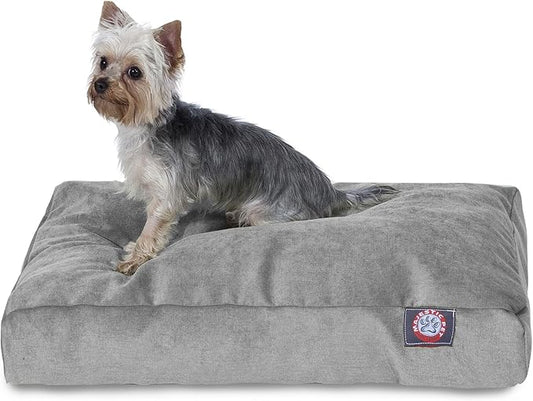 Majestic Pet Shredded Memory Foam Dog Bed Medium with Removable Washable Cover – Rectangle Orthopedic Dog Bed–Durable Dog Crate Bed-Flat Dog Bed for Senior Dogs - (35x29) M - Villa - Vintage