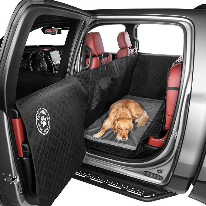 Ruff Liners Standard Dog Bed for Car Back Seat, Gray – As Seen on Shark Tank – Fits Standard Seat Extender – Non-Slip Base, Waterproof, Machine-Washable – Dog Mat for Car with Rebound Foam Comfort