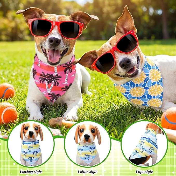 Youyole 120 Pcs Dog Bandana Bulks Fruits Dog Bandanas Summer Pet Scarf Soft Cat Triangle Scarfs Pet Bandana Flamingo Bibs for Small and Medium Breed Costume Accessories Decor