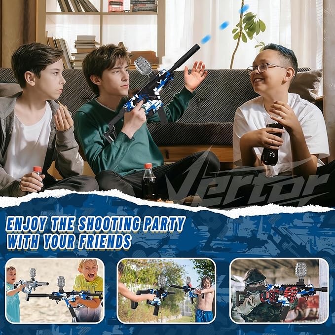Electric Gel Ball Blaster, High Speed Automatic Splatter Ball Blaster with 60000+ and Goggles, Rechargeable Splatter Ball Toys for Outdoor Activities Shooting Game Party Favors-Blue