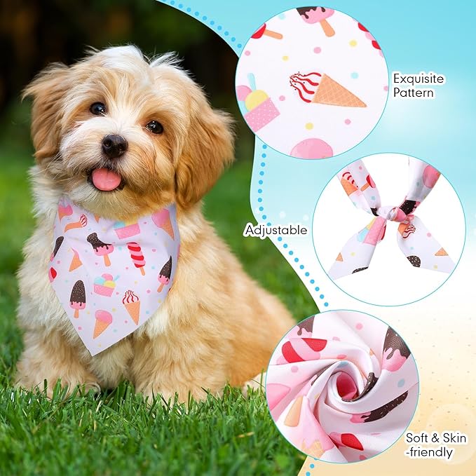 Huhumy 100 Pcs Dog Bandanas - Hawaiian Summer 3 Sizes Washable Adjustable Bandanas for Beach - Small, Medium, Large Pets