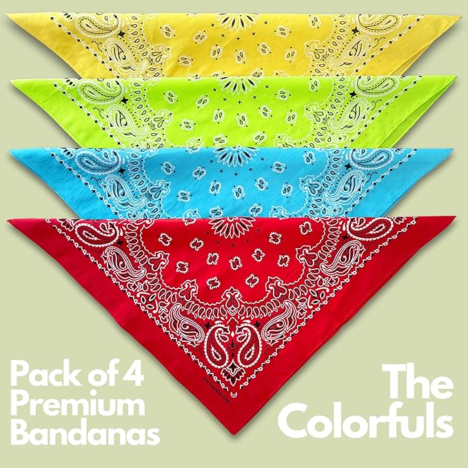 The Peacock Crew Premium Soft Cotton Bandanas Pack for Men and Women Paisley 22 x 22 inches
