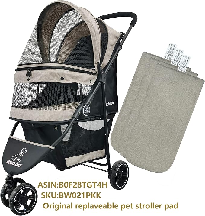ROODO Pet Stroller Mat,Dog Stroller Cushion,Inner Pad for Exclusive Use,Original,Replaceable,Easy to Clean,Set of 3 pc(Khaki)
