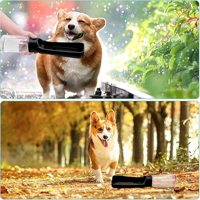 Portable Dog Water Bottle, Foldable Dog Water Bottle Leak Proof Dispenser for Puppy Small Medium Large Dogs, Pet Drink Cup for Walking Hiking Traveling(Black,19oz)