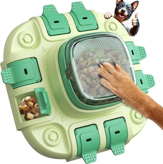 KADTC Dog Puzzle Toy, 2 Levels of Challenge, Push-to-Release Treat Dispenser, Slow Feeder & Mental Stimulation Enrichment Toy for Small Medium Large Dogs
