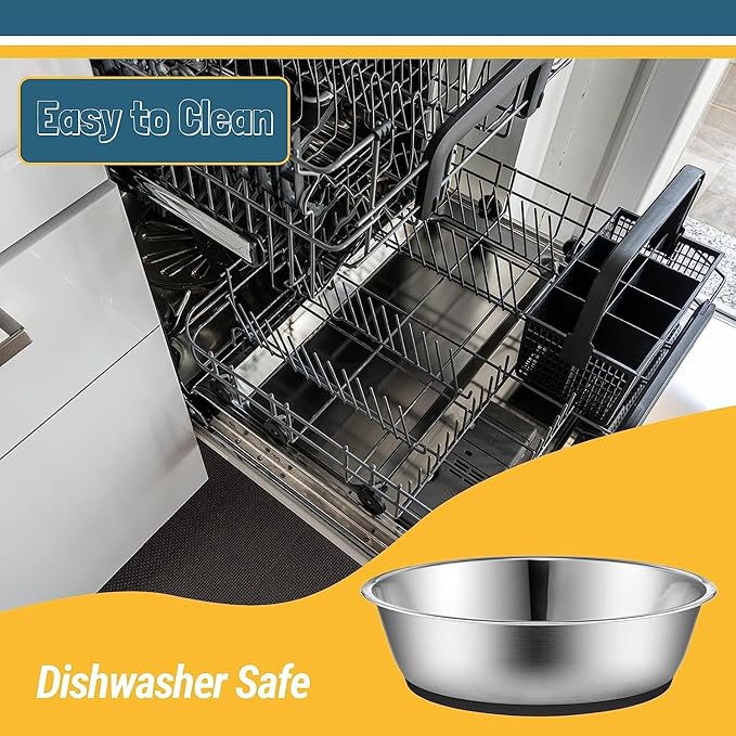 PEGGY11 Lightweight Stainless Steel Dog Bowls - 6 Cup, 2 Pack