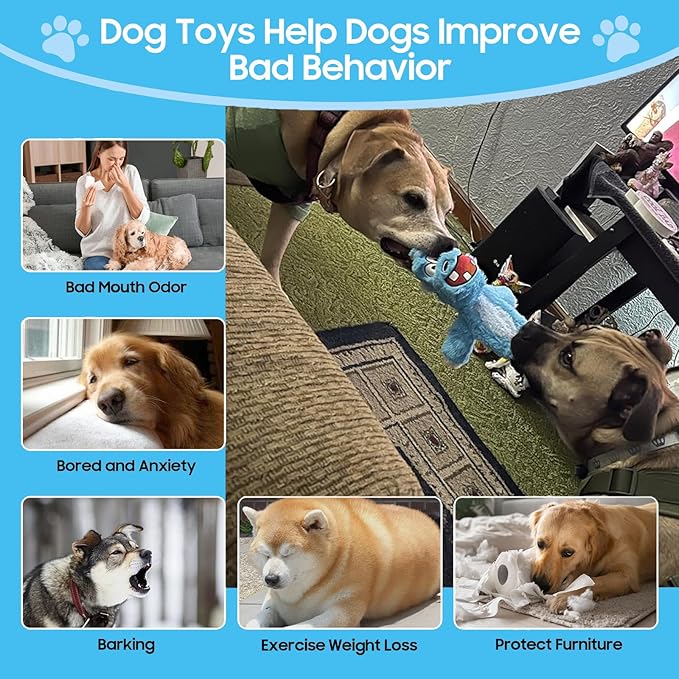 Bzonsmart 6 Pack Squeaky Dog Toys.Tough Plush Chew Toys for Dogs.Interactive Dog Toys to Keep Puppies Medium Large Breed Dogs Busy .Durable Anti-Boredom Dog Toys for Teething & Playtime.