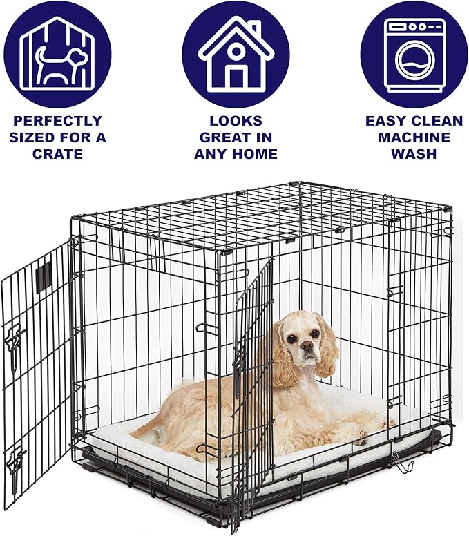 MidWest Homes for Pets QuietTime XS Dog Bed – White Fleece Bolster, Ultra-Soft and Machine Washable, Fits 22-Inch Crates and Carriers, for Small Dogs and Cats