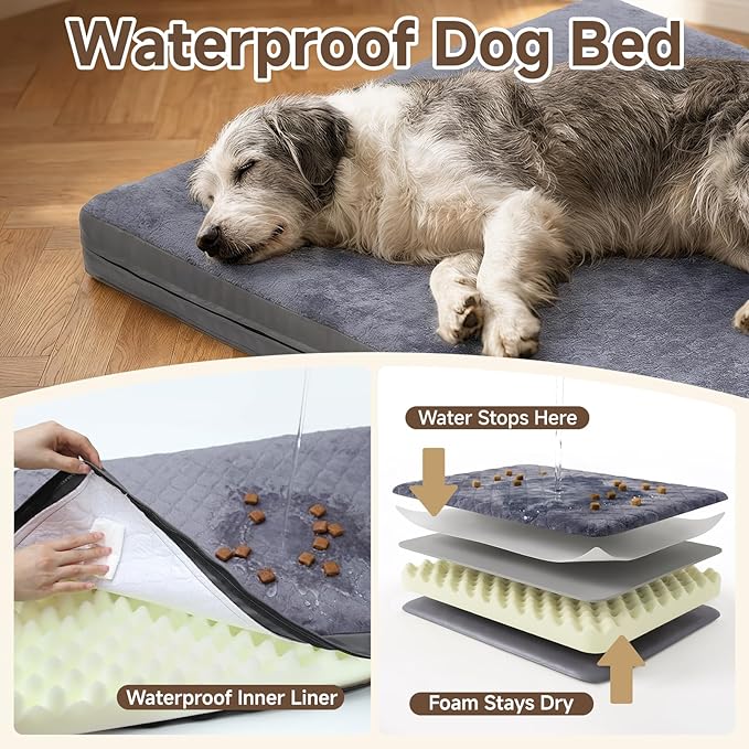 Waterproof Dog Bed for Crate, Reversible Outdoor Dog Crate Bed, Kennel Beds Pet for Small Medium Dogs, Waterproof, Wipeable, Anti-Slip, Washable, 29" x 18", Dark Grey