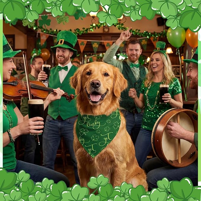 Abbylike 100 Pcs St Patrick's Day Dog Bandanas Bulk Green Shamrocks Bandanas for Dog Triangle Kerchief Bib Scarf for Pet Irish Costume Photo Props Accessories Pet Shops, 25 Styles (25.6 x 17.7 x 17.7)